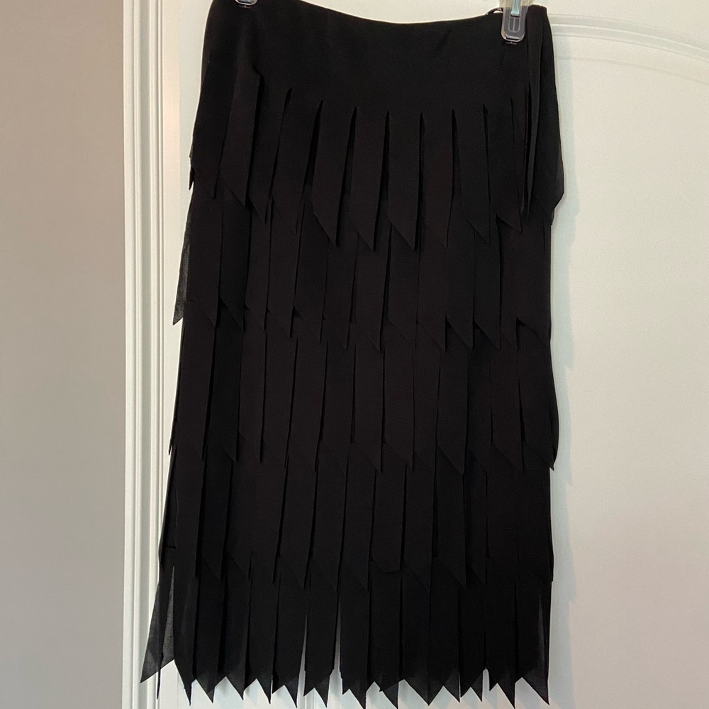 XS Tadashi fringe black skirt